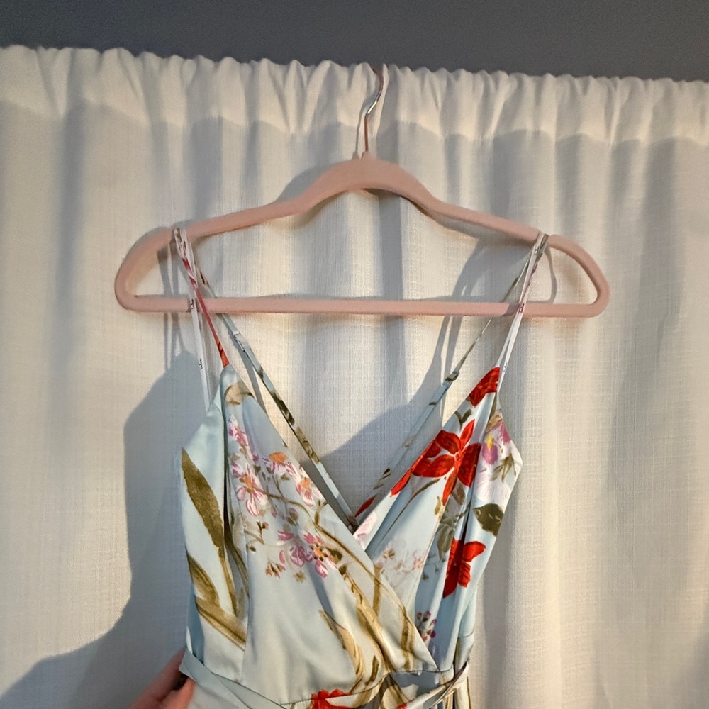 Lulu’s Still the One Sage Green Floral Print Satin Maxi Dress - Picture 3 of 8